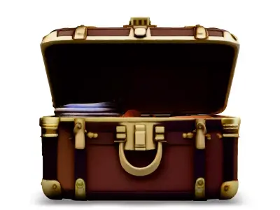 Vintage Travel Trunk with Clothes Low-poly 3D model