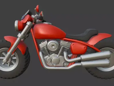 Cartoon Red Chopper Motorcycle 3D Model 3D model get