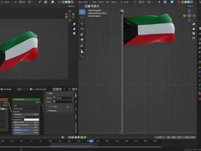 Animated Kuwait Flags 3D model