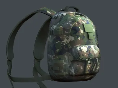Backpack military combat Black baggage Low-poly 3D model Low-poly 3D model purchase