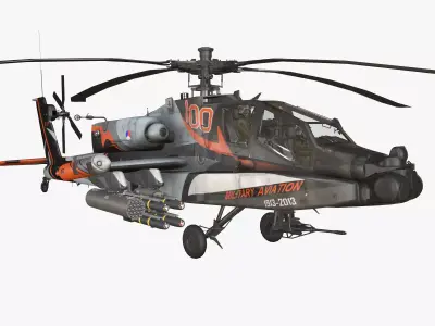 Apache AH-64D Royal Netherlands Airforce Basic Animation Low-poly 3D model