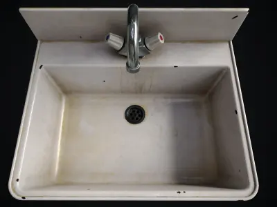  Metal Sink and Mirror Low-poly 3D model
