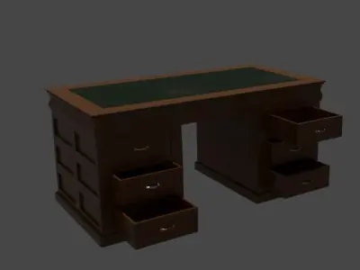Desk 19th century  Low-poly 3D model