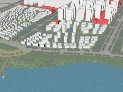 Urban highrise building building ancillary building commercial 3D model 2