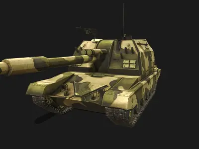 Tank 2C19 Low-poly 3D model