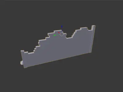 low poly broken wall Low-poly 3D model