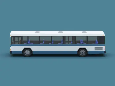 Cartoon Stylized City Bus Classic 80s Low-poly 3D model