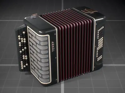 Soviet Button Accordion Low-poly 3D model