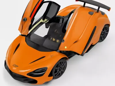 High Performance Orange Supercar with Dihedral Doors 3D model