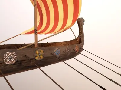 Viking ship Low-poly 3D model