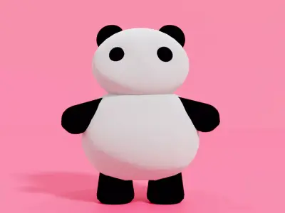 Cute small panda character 3D model