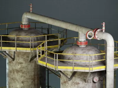 Industrial Vertical Vessel PBR Game Ready Low-poly 3D model