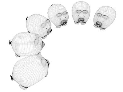 Piggy-Bank three colorful piggy bank 3D model