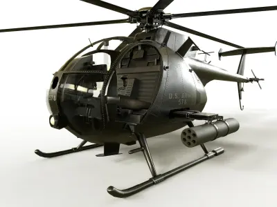 Helicopter MH-6 Game Ready Low-poly 3D model