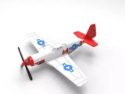 Red tailed P-51D airplane 3D print model