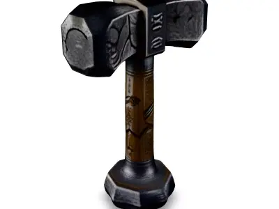 Realistic Viking War Hammer 3D Model Low-poly 3D model