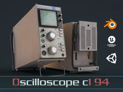 Vintage device Oscilloscope c1 94 Low-poly 3D model