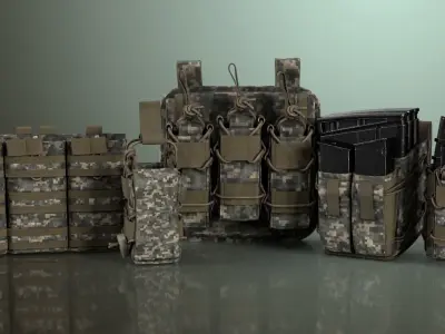 Military Ammunition Pouch Set Free 3D model