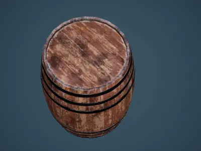 Barrel wooden Low-poly 3D model 4
