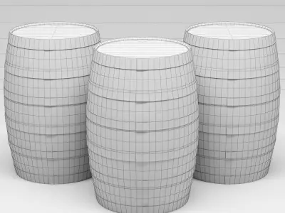 Wooden Barrels Low-poly 3D model shop