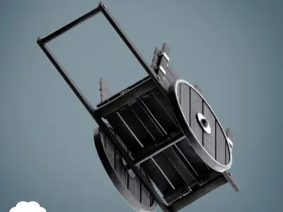 PBR Low Poly Medieval Wooden Cart Low-poly 3D model