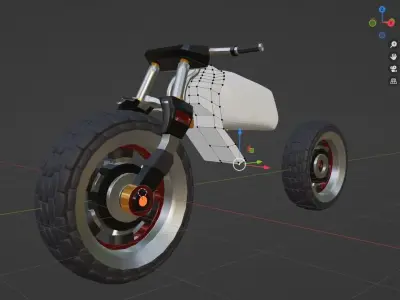 Zurobike retro electric motorcycle and Pilot Low-poly 3D model