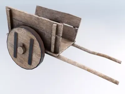 Wagon Wooden Cart Low-poly 3D model