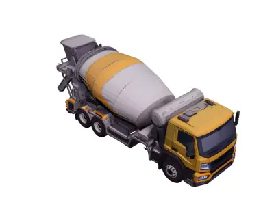 Low Poly Cement Mixer Truck Vehicle Low-poly 3D model