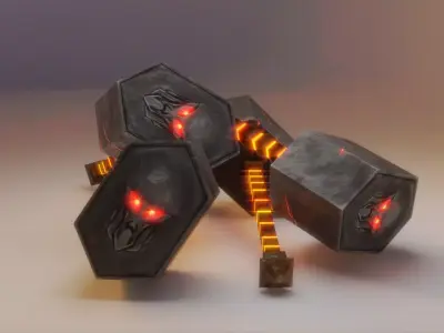 Hammer-Skull Low-poly thor hammer Low-poly 3D model