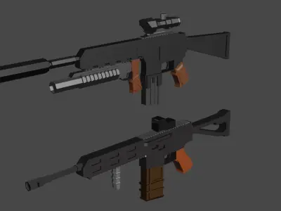 2 Low Poly Military Weapons Low-poly 3D model