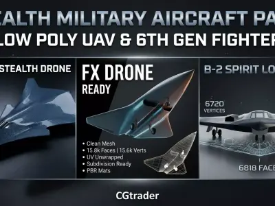 Stealth Military Aircraft Pack Low Poly UAV Game Ready OBJ FBX