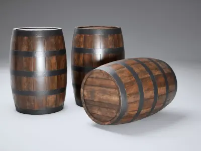 Wooden Barrel Free low-poly 3D model purchase