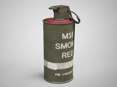 M18 Red Smoke Hand Grenade AAA Game Ready Low-poly 3D model