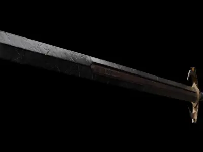Fantasy sword Low-poly 3D model 11