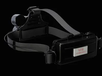 LED Headlamp Low-poly 3D model