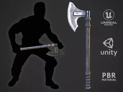 European Battle Axe Low-poly 3D model