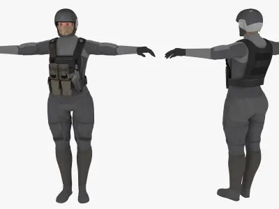 futuristic female soldier 3D model