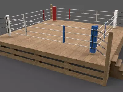 PBR Modular Wood Boxing Rings 20ftx20ft Low-poly 3D model