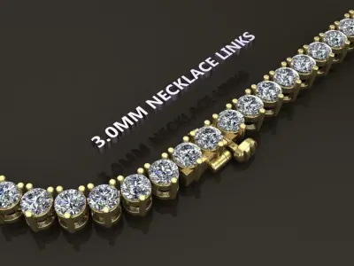 3-PRONG TENNIS DIAMOND NECKLACE LINK 3MM 3D print model