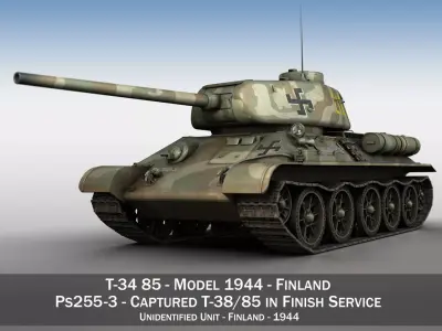 T-34-85 - 212 - Finish Army 3D model