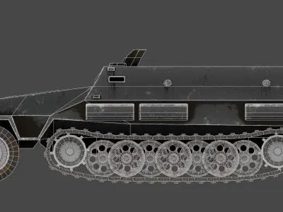 German WW2 Half-Track Military Vehicle - SD KFZ 251 Low-poly 3D model