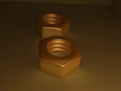 Nut low poly 3d model two nuts on table Low-poly 3D model