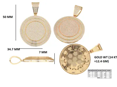 Luxury diamond round pendant  3D print model purchase