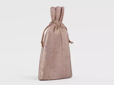 Jute Bag V2 - Filled Burlap Drawstring Pouch 3D model