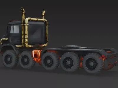 Leviathan-T Heavy Tactical Truck Low Poly 3D Model Low-poly 3D model