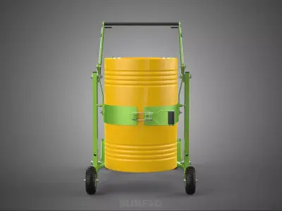 OIL DRUM BARREL TRANSPORT TROLLEY CARRIER LIFT CART DOLLY CADDY 3D model