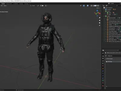 Woman - Military Uniform 4 - Modular - Rigged Low-poly 3D model