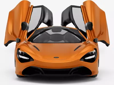 High Performance Orange Supercar with Dihedral Doors 3D model