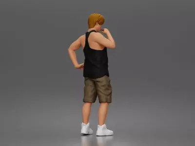 Relaxed tank and shorts smoking moment with urban cool 3D print model
