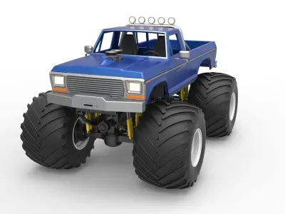 Vintage Monster Truck Scale 1 to 25 3D print model buy
